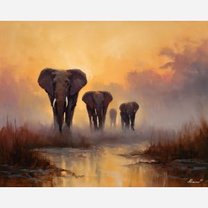 ELEPHANT FAMILY DAWN