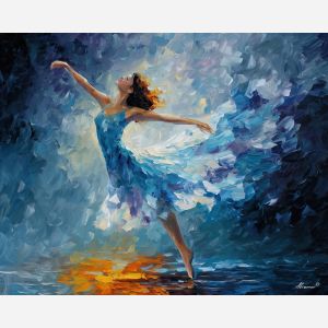 water air elemental,dancing figure,oil painting,afremov style