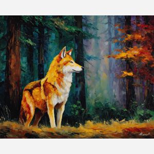 wolf wildlife,forest animal,oil painting,afremov style