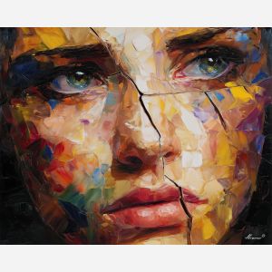 emotional crack,inner tension,oil painting