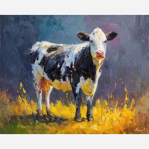 cow, palette knife, oil painting, impasto, textured surface, artwork, expressive, modern, creative, visual art, illustration, bold colors, painterly, contemporary, graphic, conceptual