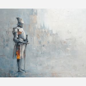 knight, palette knife, oil painting, impasto, textured surface, modern art, symbolic, expressive, visual art, creative, painterly, bold colors, contemporary, conceptual, illustrative, abstract