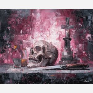 man, ray, palette knife, oil painting, impasto, textured surface, modern art, symbolic, expressive, visual art, creative, painterly, bold colors, contemporary, conceptual, illustrative, abstract