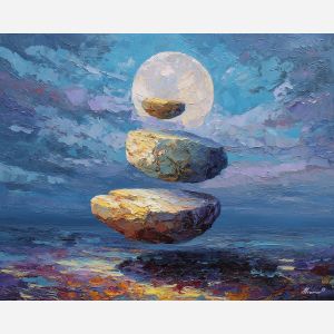 man, ray, palette knife, oil painting, impasto, textured surface, modern art, symbolic, expressive, visual art, creative, painterly, bold colors, contemporary, conceptual, illustrative, abstract