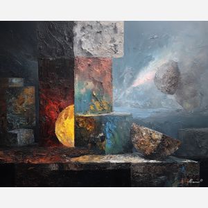 man, ray, palette knife, oil painting, impasto, textured surface, modern art, symbolic, expressive, visual art, creative, painterly, bold colors, contemporary, conceptual, illustrative, abstract