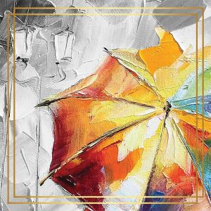 AUTUMN UMBRELLA B&W - SILK SCARF