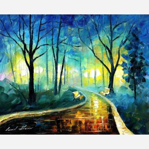 alley by the lake, alley by the lake Leonid Afremov, Leonid Afremov alley by the lake