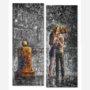 KISS UNDER UMBRELLA - SET OF 2 B&W