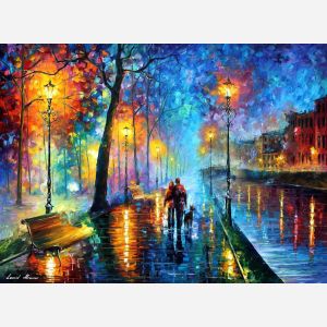 painting of a couple walking in the rain, couple walking in park painting, couple walking painting, painting couple walking in the rain, romantic couple in rain painting, painting walking in the rain